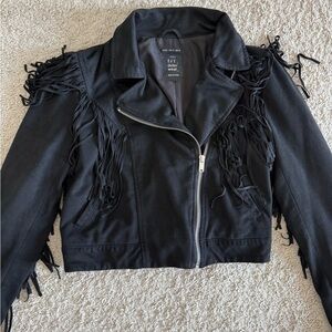 Zara Black Jacket with Fringe
